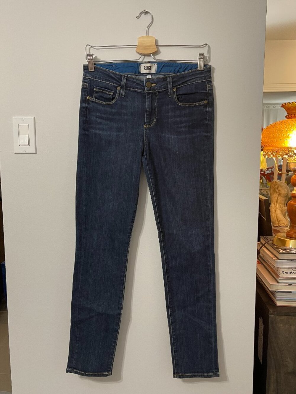 PAIGE DENIM SKINNY JEANS DARK WASH 32 LENGTH SIZE 28